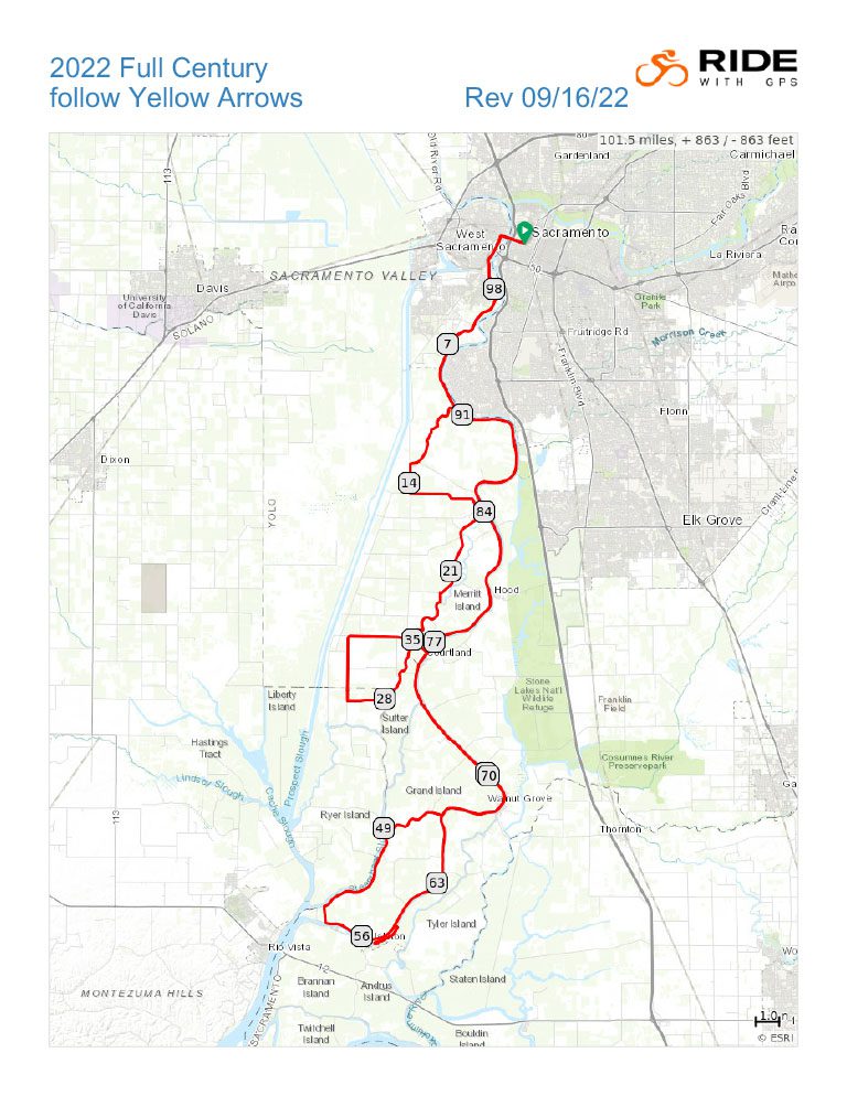 2022 Full Century Route Map Thumbnail