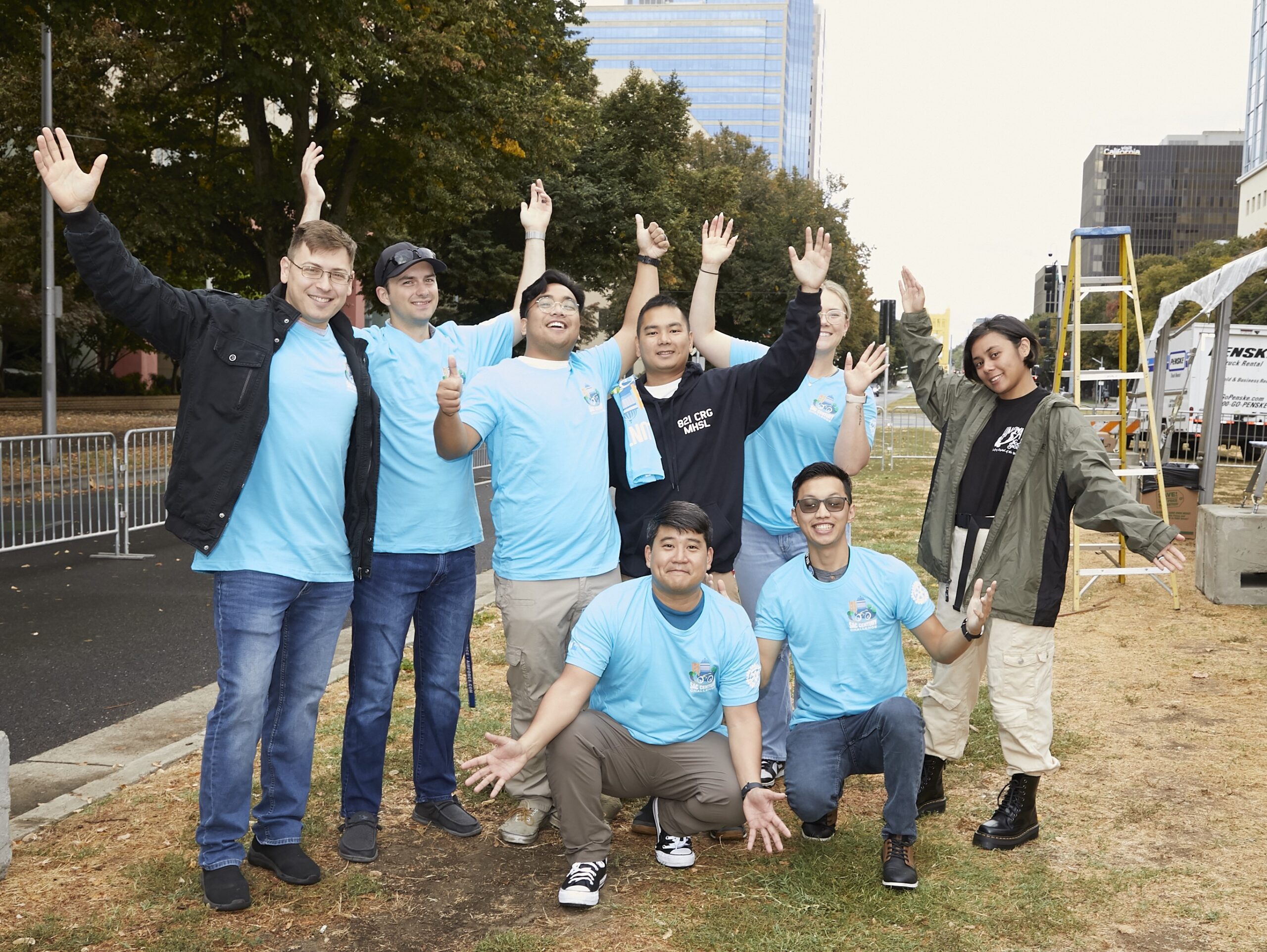 Volunteers posing near the start