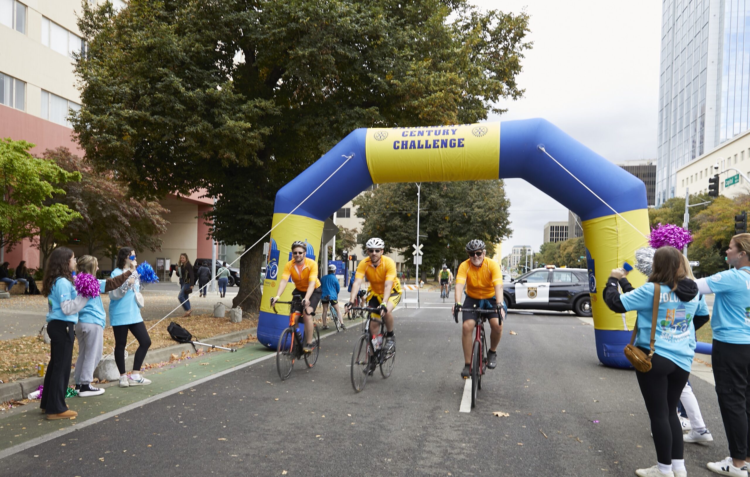 Riders going through the start