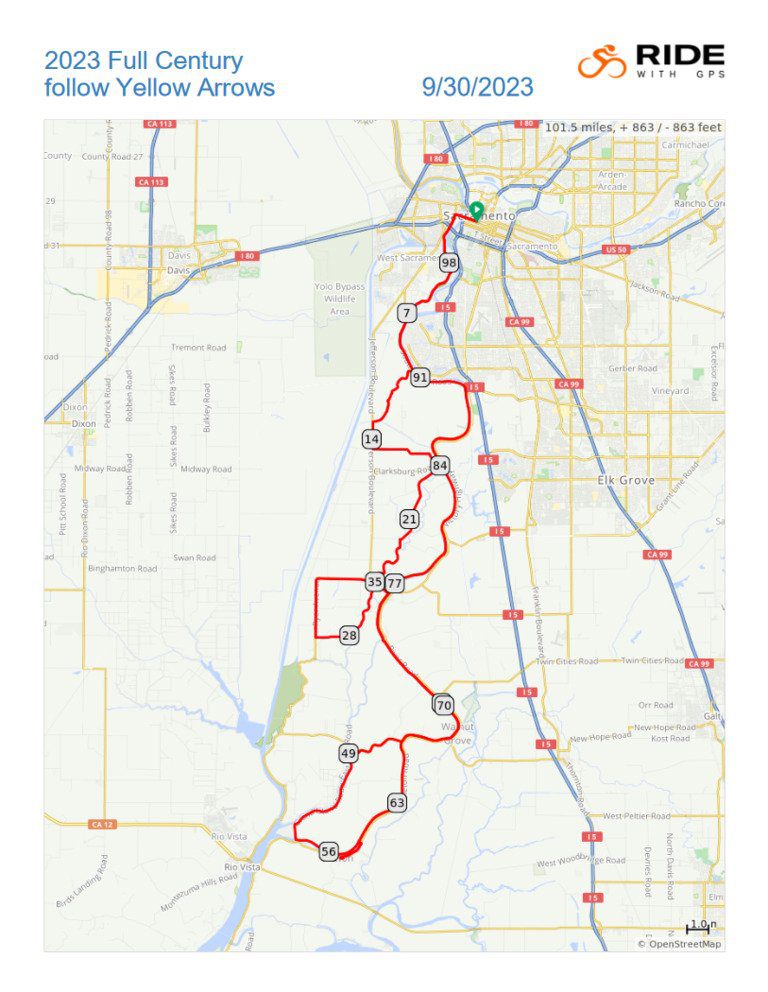 2022 Full Century Route Map Thumbnail