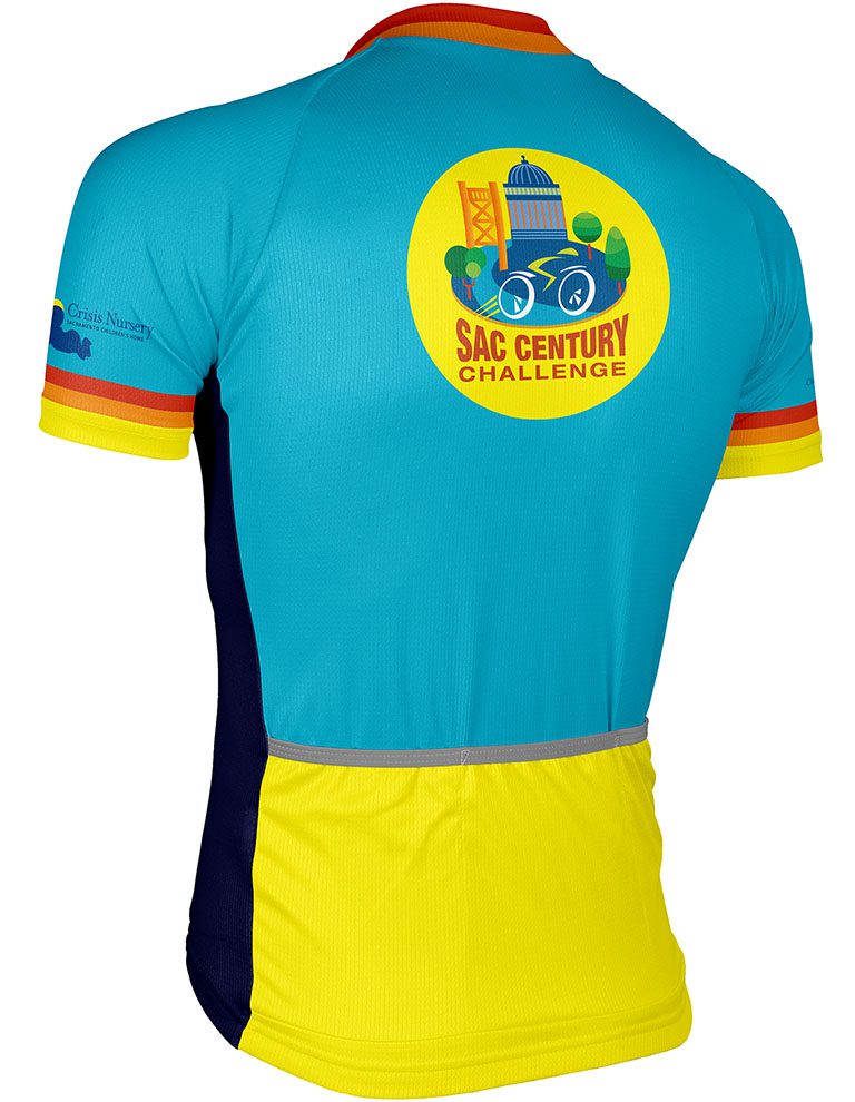 Blank back view of the Men's 2025 Sacramento Century Challenge Peloton Jersey